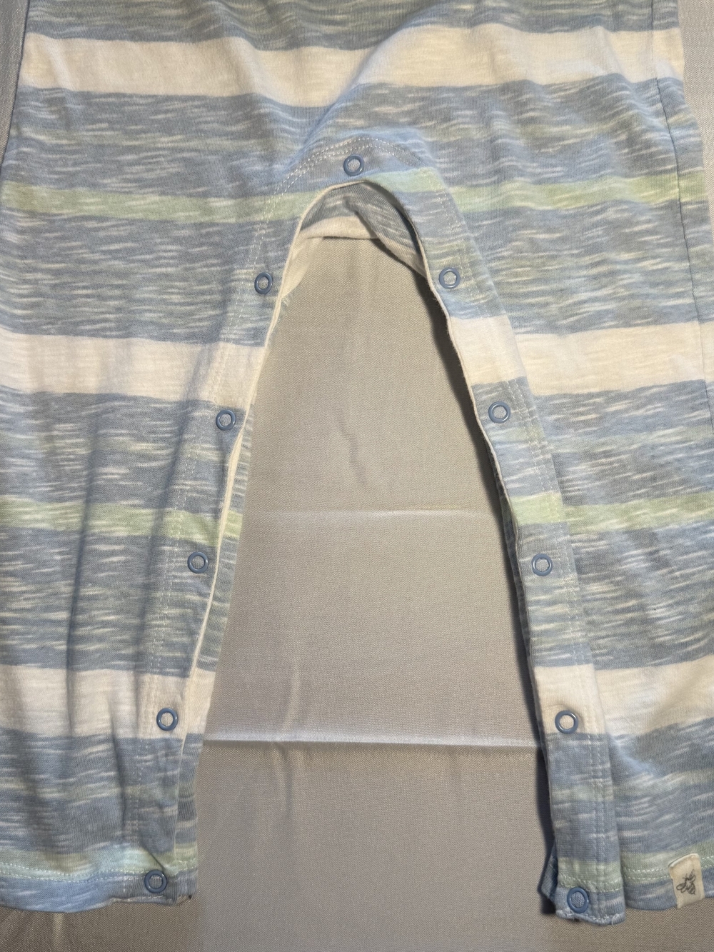 Burts Bees Baby Blue Striped Organic Cotton Henley Romper 24M - Picture 3 of 5
